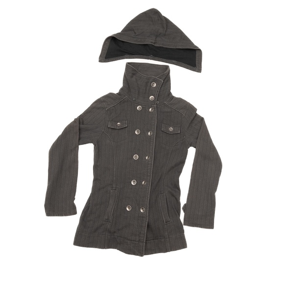 Ezekiel button up herringbone coat with detachable hood - Picture 2 of 5